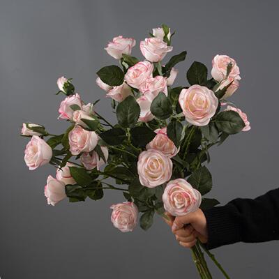 仿真玫瑰花 湿感高级假花情人节婚礼玫瑰瀑布人造手感月季绢花束