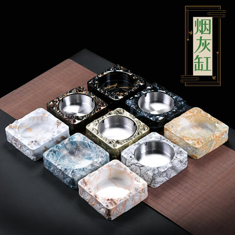 新款个性创意二合一烟灰缸配内胆便携式家用台式双层烟缸