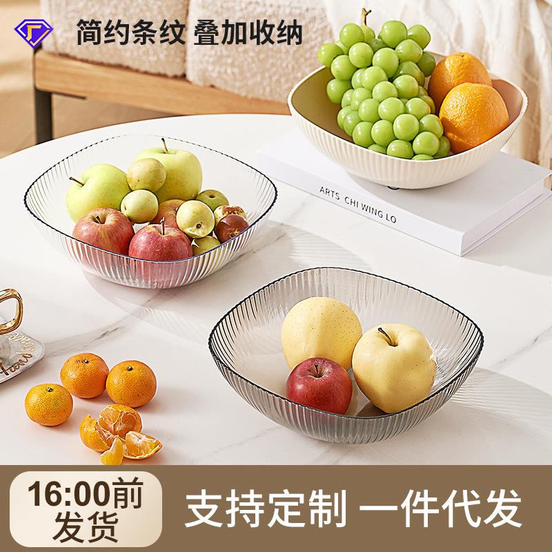 水果盘家用高颜值客厅茶几简约轻奢果盘透明易清洗零食收纳盘定制