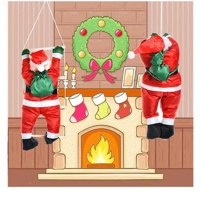 60cm爬梯爬绳圣诞老人公仔充气充棉圣诞老人挂饰圣诞节装饰用品定