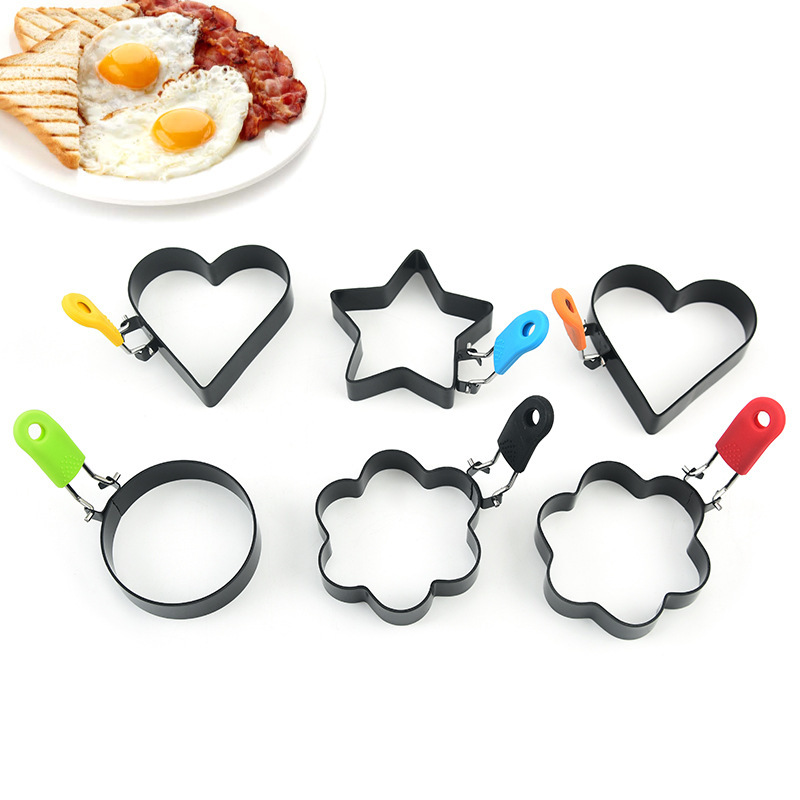 圆形煎蛋器煎蛋模具心形煎蛋圈肉饼模具不粘涂层烘焙工具