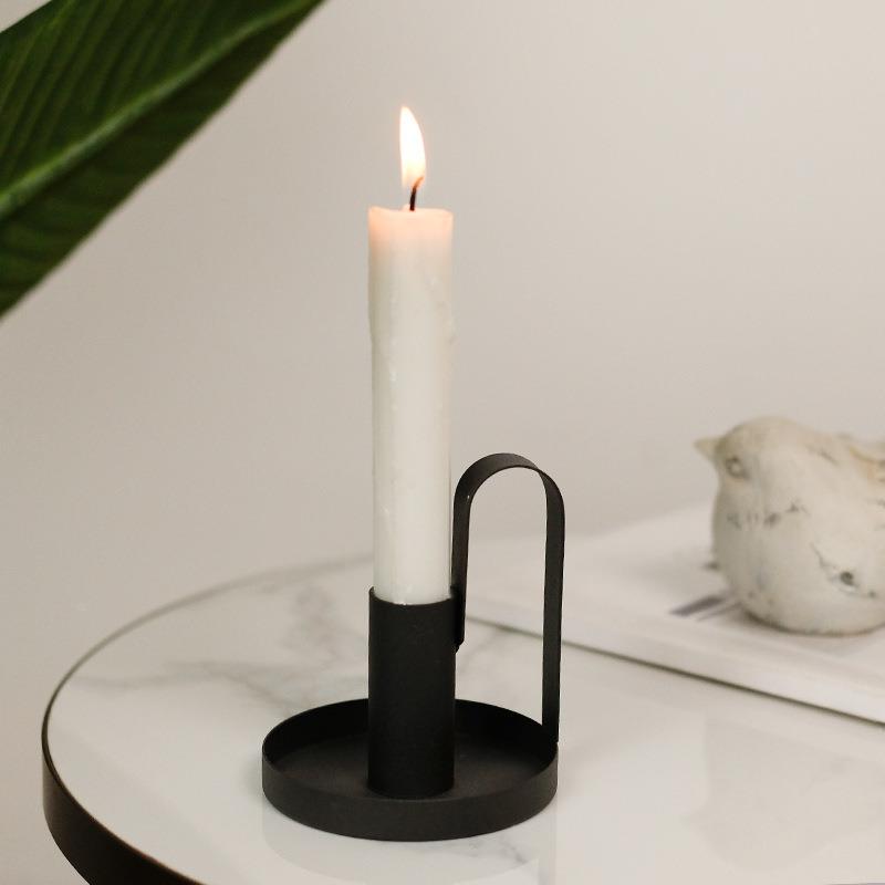 欧式铁艺餐桌烛台摆件工艺品现货跨境家居装饰品手持单头烛台定制