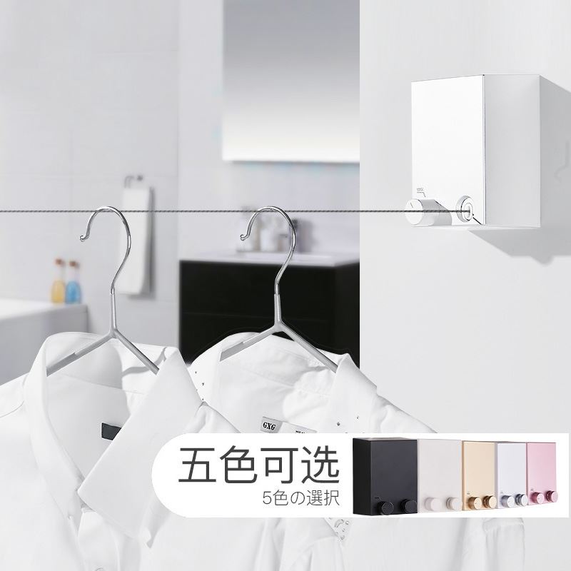 直销免打孔伸缩晾衣绳隐形酒店阳台室内可收缩不锈钢丝晾衣架