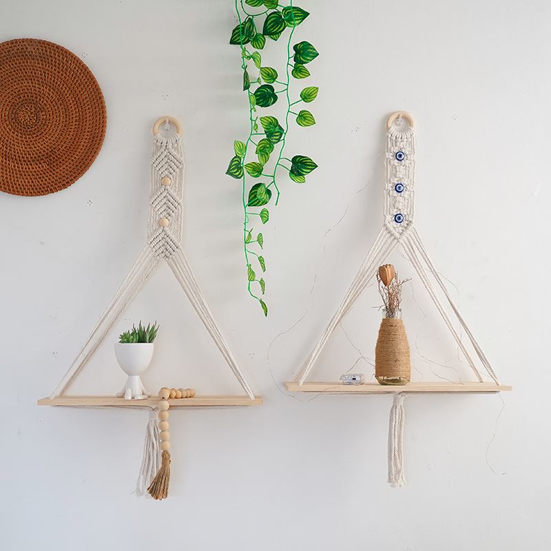 北欧风手工编织挂毯简约置物架卧室民宿儿童房装饰品墙上挂饰品