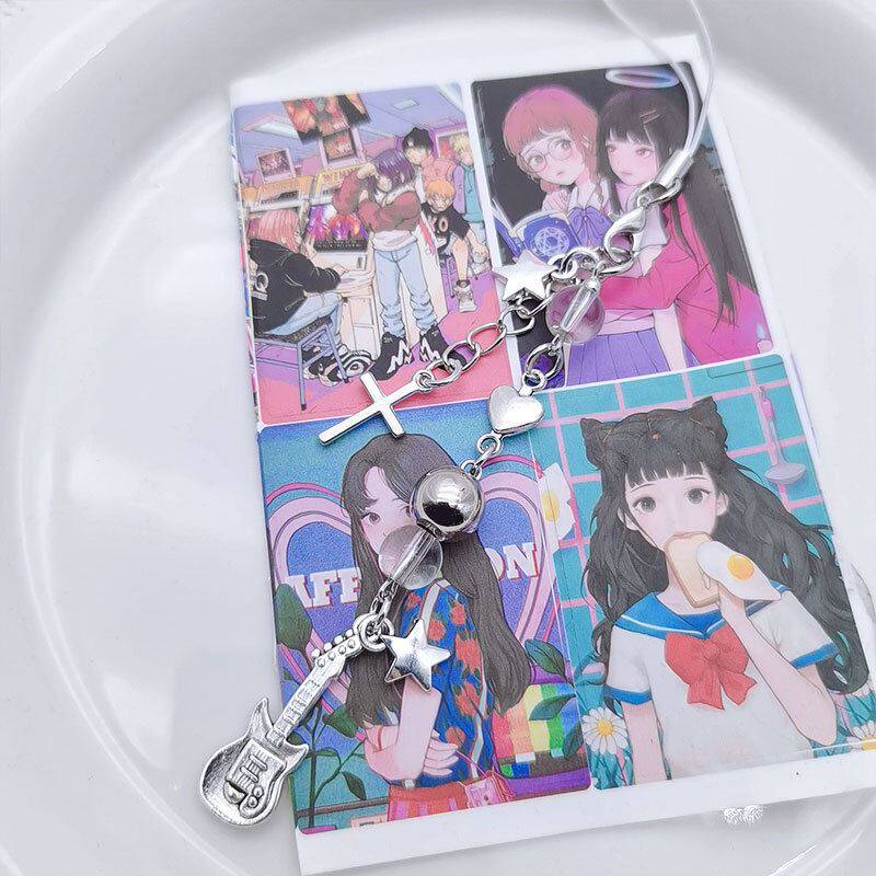 甜美少女心日韩系ins风银色吉他手机链简约百搭包包挂件