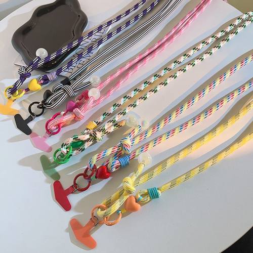 日系彩色编织长款手机挂绳背带式斜跨长绳跨链旅游外出手机壳通用