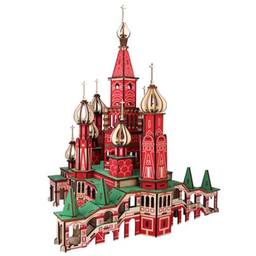 俄 激光切割木制3D益智拼装玩具DIY立体拼图手工仿真模型