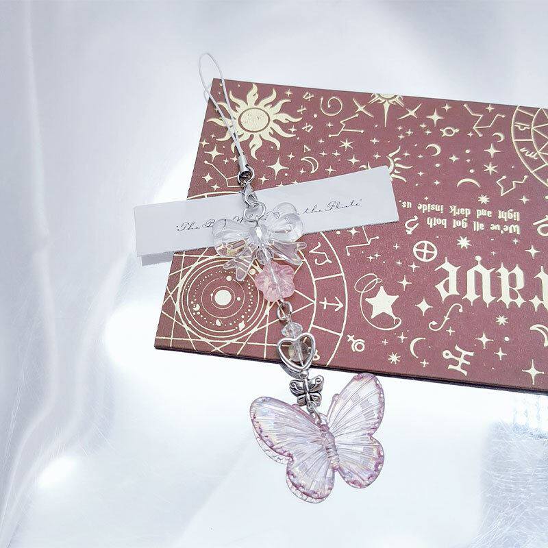 y2k千禧辣妹风紫色蝴蝶咕本链手机链亚文化甜美少女串珠包包挂件