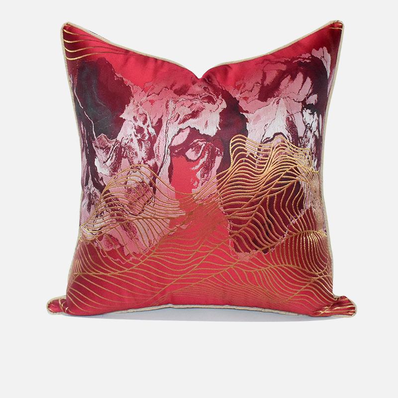 床头靠枕套酒店轻奢ins风红色中国风不含芯抱枕床靠垫床头大靠垫