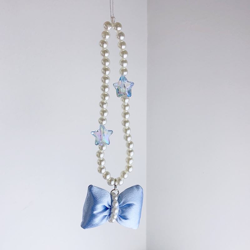 小众法式浪漫小香风手作蝴蝶结镭射星星手机防丢挂绳挂饰甜美