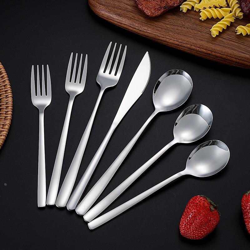 韩式勺不锈钢勺子高颜值加厚餐厅西餐牛排刀叉家用吃饭调羹勺定制