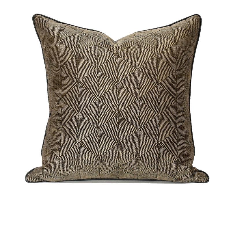 现代简约咖啡色客厅沙发抱枕轻奢靠背高精密几何飘窗靠垫定制