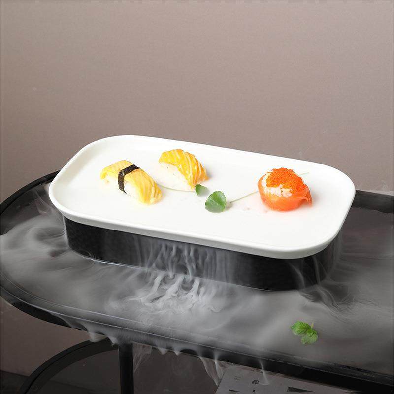 长方陶瓷干冰盘创意餐厅火锅日式餐具海鲜寿司刺身盘高档冰盘套装