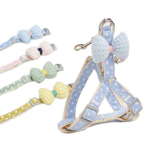 蝴蝶结宠物狗狗牵引绳猫咪牵胸背波点绳防挣脱狗绳宠物用品发批发