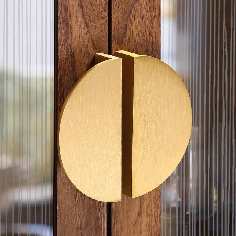 半圆形新中式柜门拉手现代简约对开衣柜酒柜全家具铜把手定制