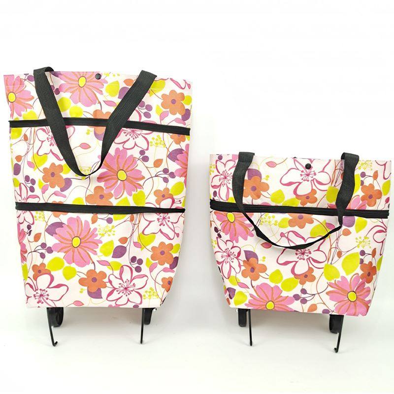 现货拖轮包购物车折叠购物袋花色旅行两用购物袋牛津布滚轮包,收纳整理,收纳挂袋,淘宝优惠券,粉丝福利购,淘宝优惠卷