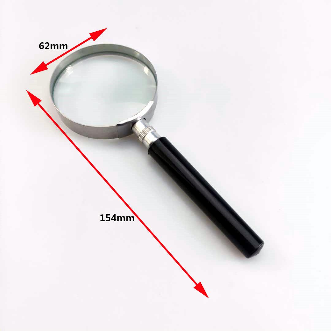 现货特惠60mm半金属直柄阅读放大镜手持式10倍放大镜定制