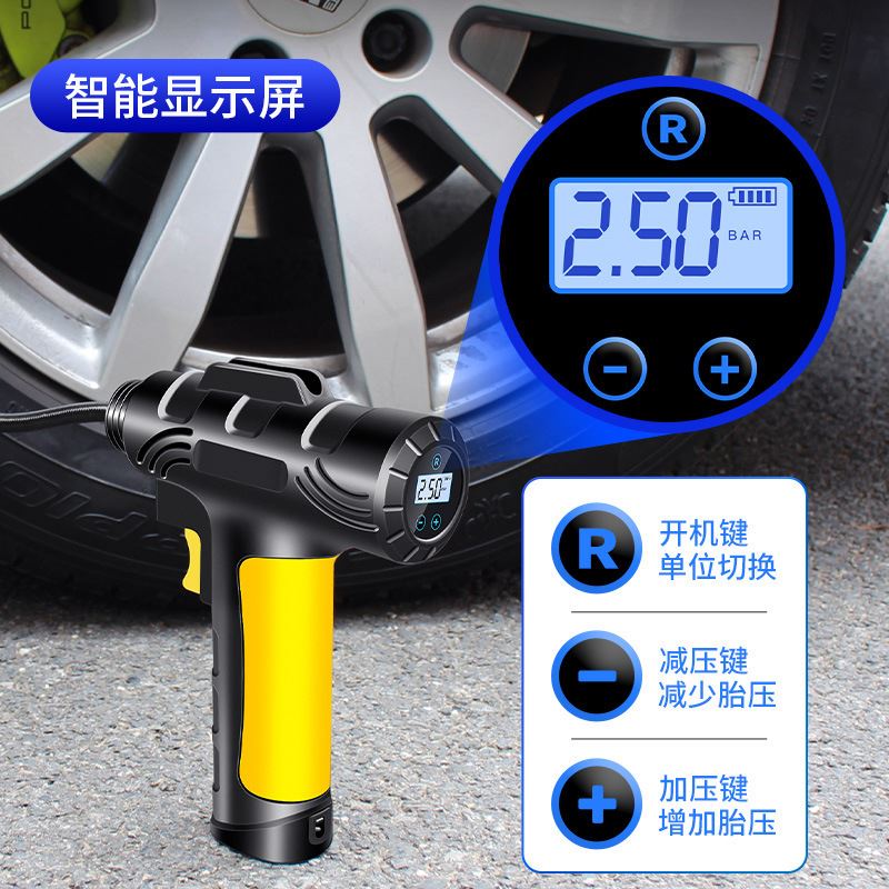 无线车载充气泵USB充电便携式汽车用轮胎打气泵摩托自行车加气泵