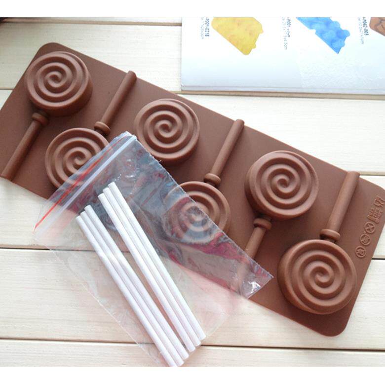 6连甜甜圈圈 硅胶巧克力 DIY烘焙工具 漩涡棒棒糖模冰格 不含棒棒