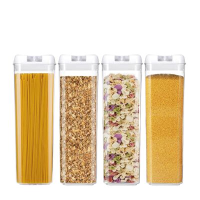 家用厨房透明不含BPA收纳罐1.9L*4四件套谷物密封罐食品储存容器