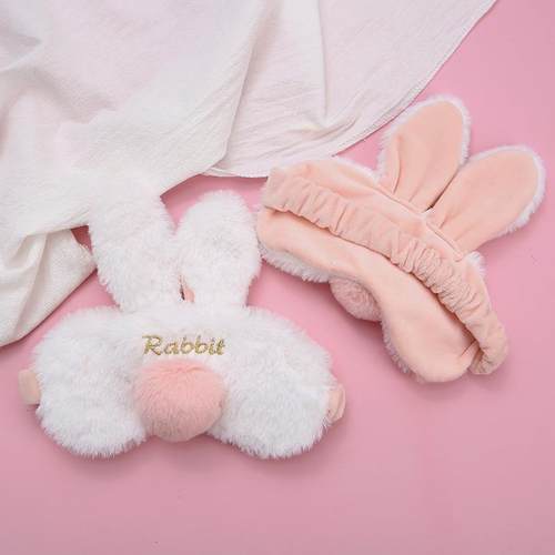 日系软绵绵少女心午睡眼罩立体兔耳朵遮光眼罩软萌毛绒绒眼罩