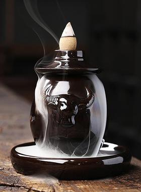 工艺品德化陶瓷倒流香薰炉创意扭转乾坤檀香回流香炉家居饰品摆件