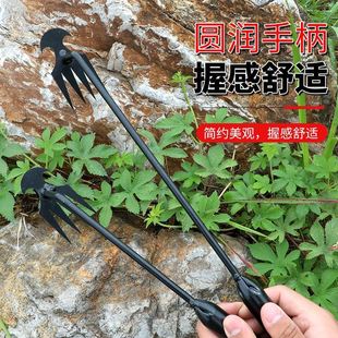 锄头黑色除草神器连根拔草工具园艺锄草耙子锰钢农具松挖土小锄头