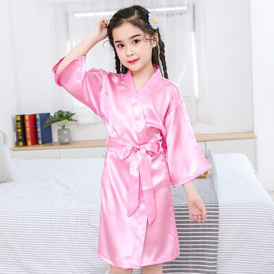 儿童睡衣夏季薄款仿丝女童睡袍和服 中大童家居服浴袍定制