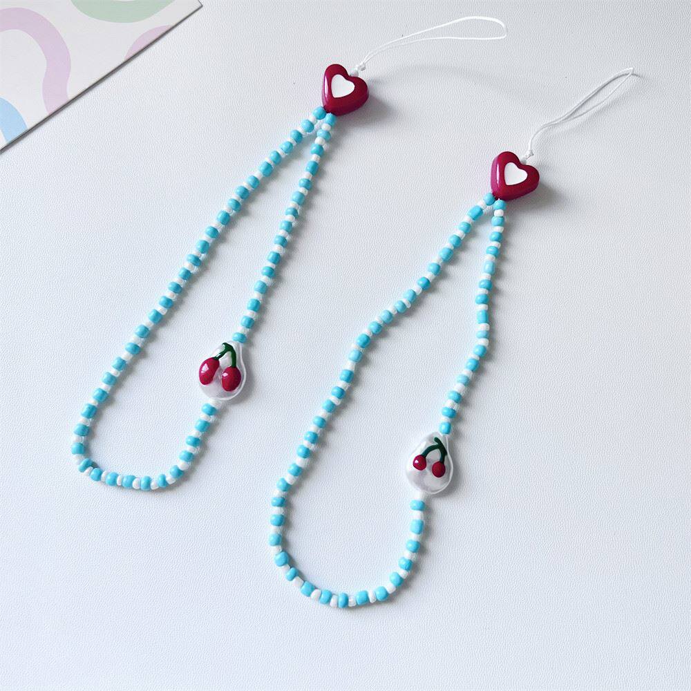 爆款高颜值樱桃串珠爱心字母手机链相机链相机ccd女手腕式