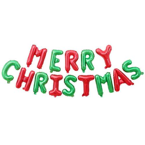 merry Christmas圣诞节气球派对装饰圣诞快乐英文字母铝膜套装