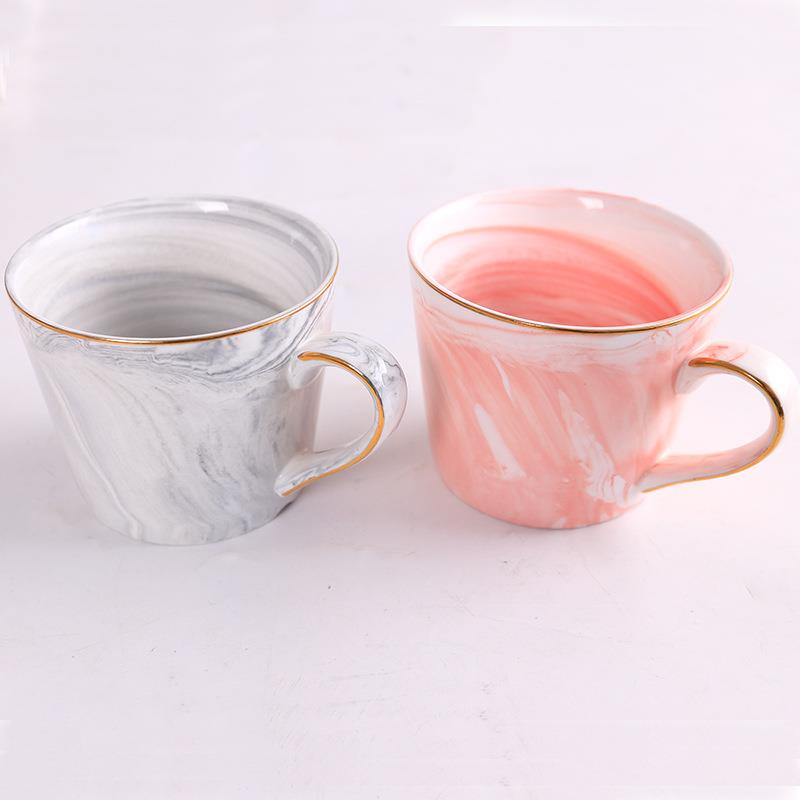 北欧现代风大理石纹陶瓷杯婚庆咖啡杯男女情侣礼物水杯对杯定制