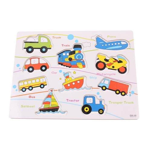 木制木质交通工具认知手抓板拼图拼板 儿童益智宝宝动手玩具