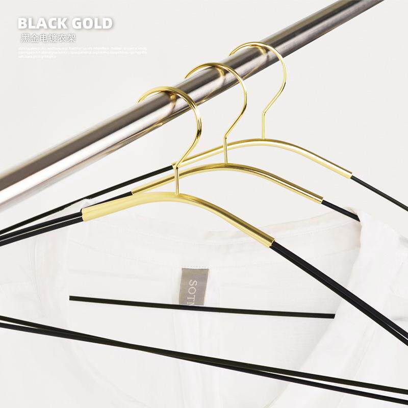 黑金铁艺电镀金属衣架轻奢衣挂加宽防滑衣撑挂衣钩陈列展示晒衣架