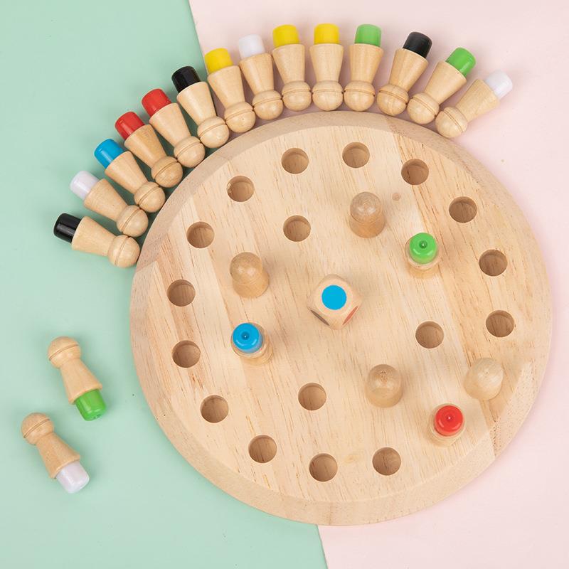 儿童益智玩具木制圆形颜色记忆棋专注力记忆训练亲子互动桌面游戏