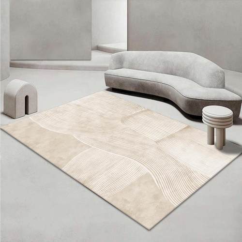 简约日式抽象地毯仿侘寂风客厅卧室茶几地毯家用加厚轻奢地垫定制