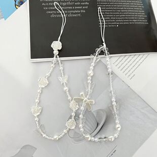 饰品手链炫彩可爱女 玫瑰花手机挂绳吊坠高颜值防掉链子包包装