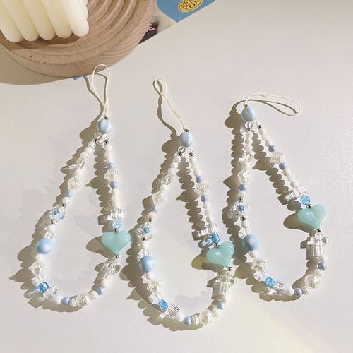 日韩ins小众撞色混搭手提链串珠挂饰通用手机壳ccd相机手机挂绳女