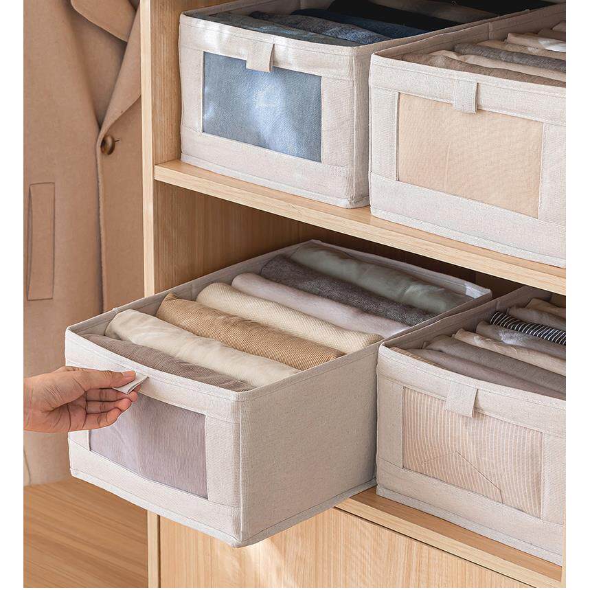 布艺衣柜可视窗收纳盒箱抽屉式内衣衣服整理箱家用大号可折叠收纳