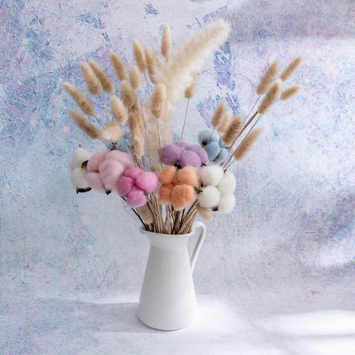 厂家自然干花棉花家庭装饰婚庆手捧花墙植物墙假花仿真花MW65501