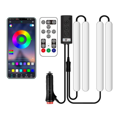 led汽车氛围灯USB智能蓝牙声控灯带 七彩RGB车载点烟器灯条
