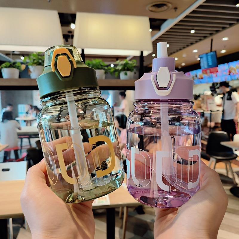 塑料水杯高颜值女生吸管杯儿童学生运动水壶夏季网红大肚杯定制