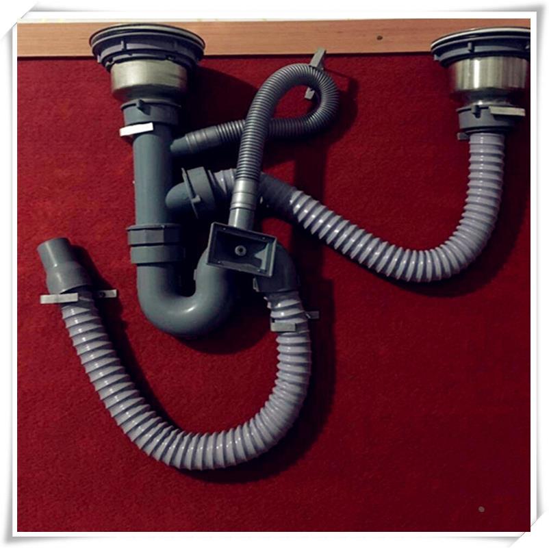 洗菜盆下水管 塑料下水管 水槽配件 电镀下水管可伸缩定制