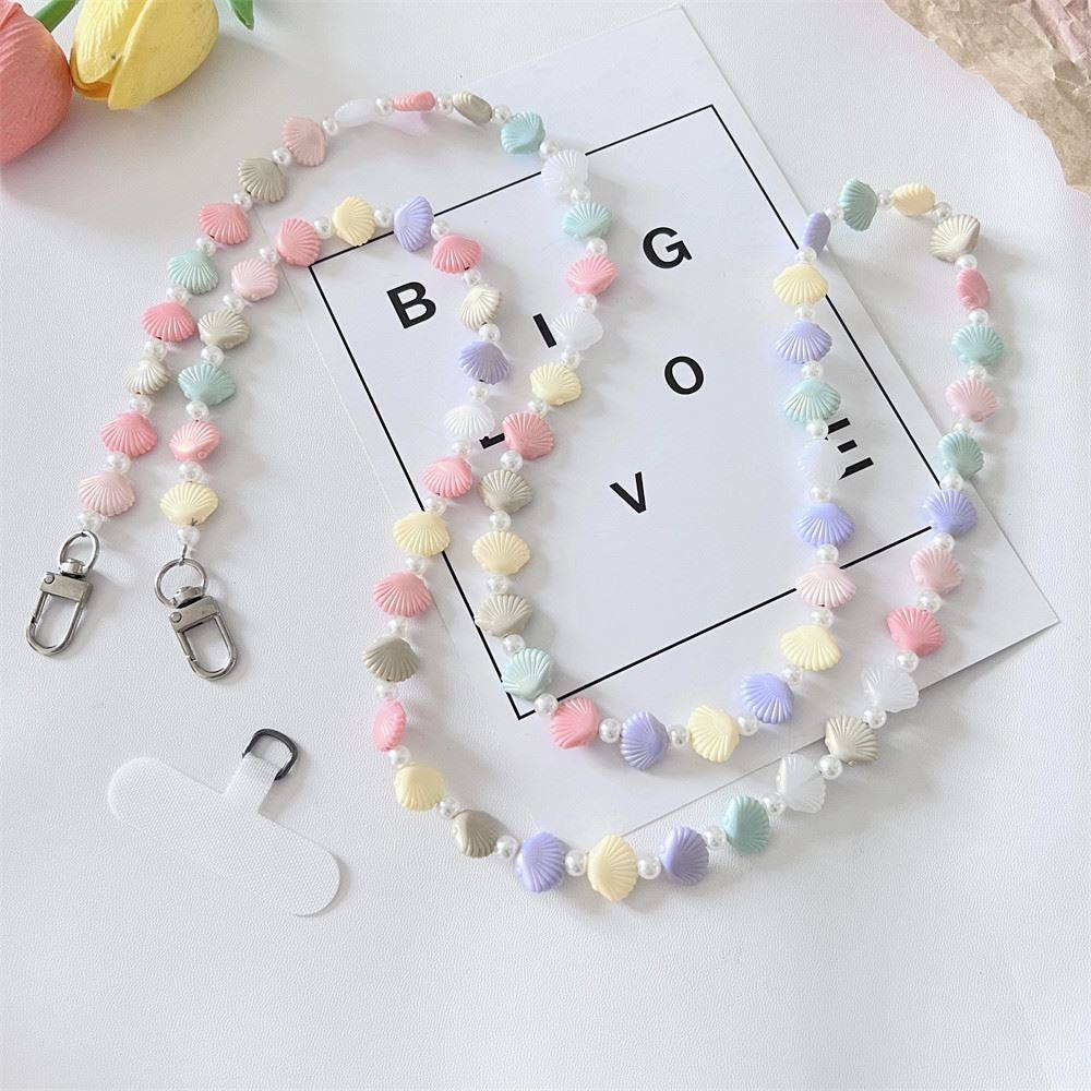 1.2米创意彩色贝壳纹珠手机壳斜挎链通用百搭包包斜挎绳拍立得链,节庆用品/礼品,钥匙扣,淘宝优惠券,粉丝福利购,淘宝优惠卷