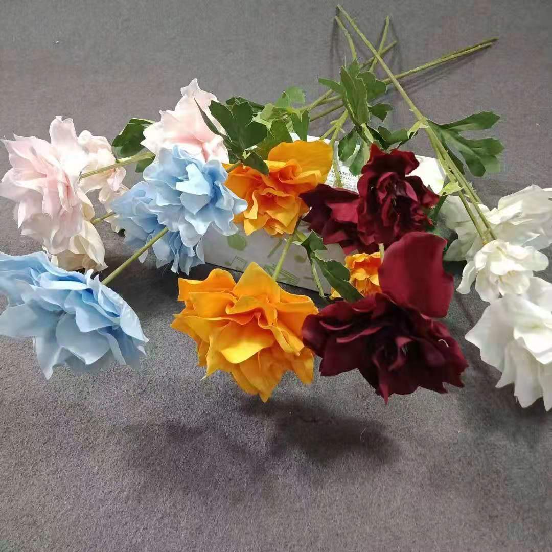 仿真水仙花 婚庆爆款绢花插花3头洋水仙 家居摆花布景花材