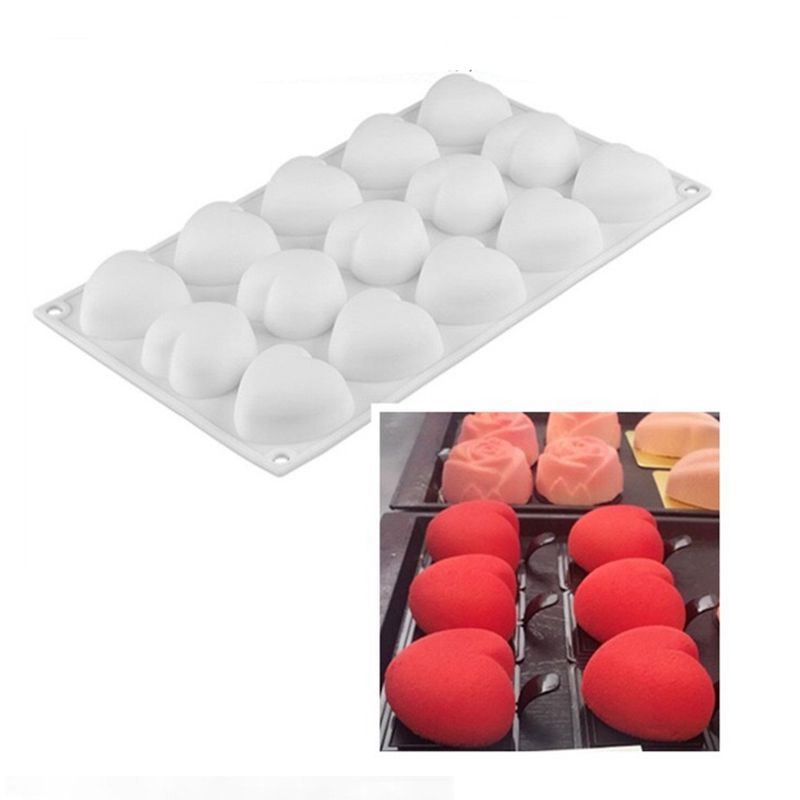 8寸爱心法式慕斯模蛋糕模具15连爱心巧克力硅胶模 甜品烘焙工具