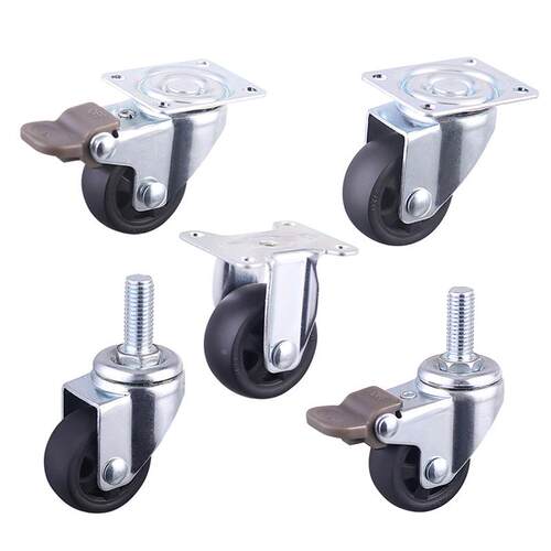 直供1寸1.25寸1.5寸黑色PP脚轮 平板轻型万向轮 沙发茶几滑轮定制