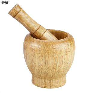 家用木头捣蒜罐 木质手动压蒜器蒜臼子 中药捣碎器擂钵研磨器