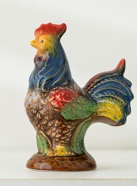 厂家直供 陶瓷工艺品 家居装饰品摆件彩色公鸡和母鸡套组摆饰定制