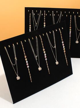 现货爆款黑色绒布展示板金属挂钩项链手链夜市摆摊柜台展示板