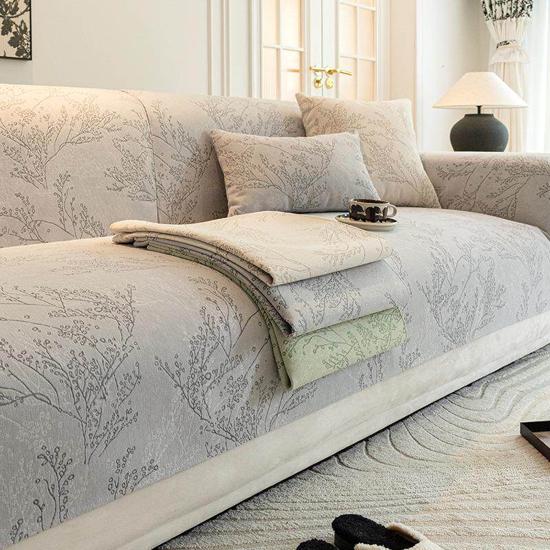 雪尼尔沙发盖布简约现代防滑坐垫雪尼尔法式四季通用沙发套罩靠背